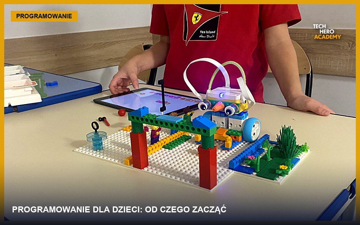 Dziecko programuje robota LEGO na tablecie w Tech Hero Academy