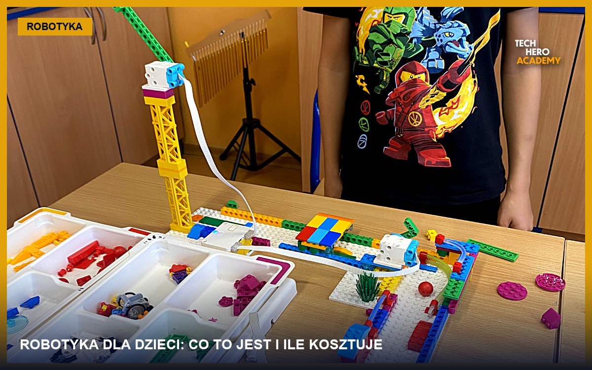 Dziecko przy konstrukcji LEGO robotyka z silnikiem i czujnikami w Tech Hero Academy