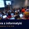 Uczniowie z laptopami na zajęciach z programowania, na ekranie instrukcja warunkowa if else