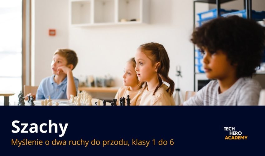 Dzieci przy szachownicach na zajeciach szachowych Tech Hero Academy