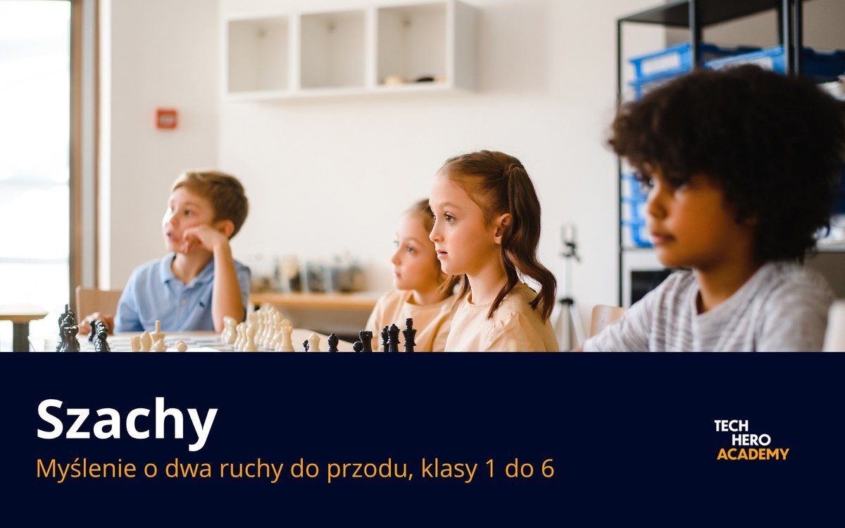 Dzieci przy szachownicach na zajeciach szachowych Tech Hero Academy