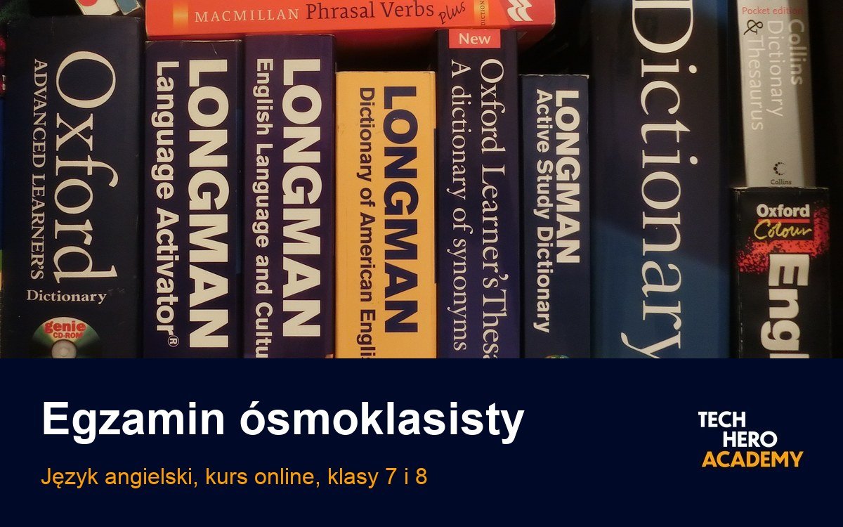 Egzamin ósmoklasisty z angielskiego: słowniki języka angielskiego, okładka kursu online